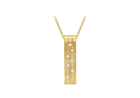 9ct Yellow Gold Diamond Set Satin Bar Pendant