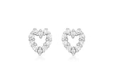 9K White Gold CZ Heart Stud Earrings