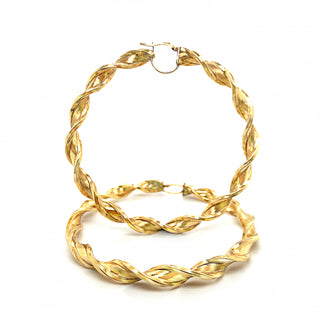 9ct Yellow Gold Large Twisted Hoop Earrings