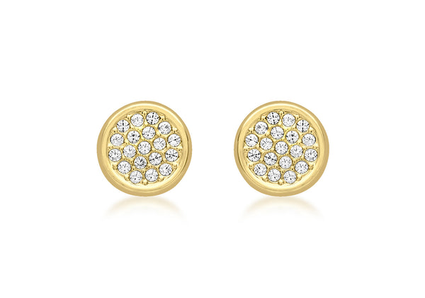 9K Yellow Gold Cubic Zirconia Disc Studs