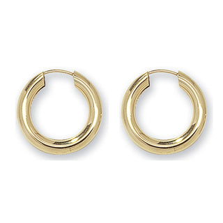 9K Yellow Gold 12mm Plain Sleeper Earrings