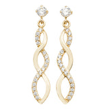 9ct Yellow gold Twist CZ Drop Earrings