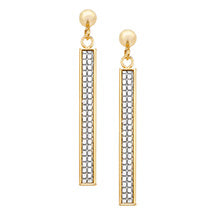 9ct Yellow Gols Sparkle Bar Drop Earrings
