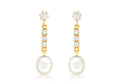 9ct Yellow Gold Cubic Zirconia and Pearl Drops