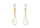 9ct Yellow Gold Cubic Zirconia and Pearl Drops
