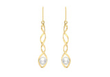 9ct Yellow Gold Spiral Pearl Drop Earrings