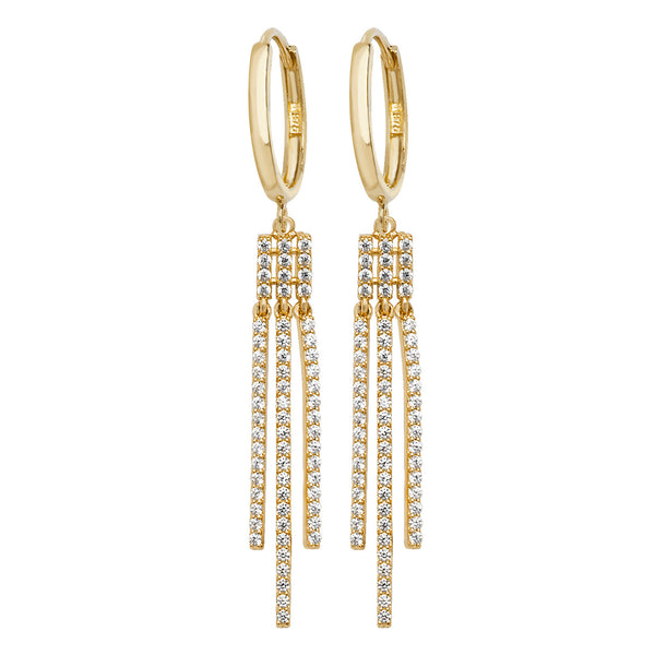 9K Yellow Gold CZ Drop Earrings