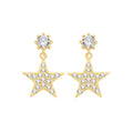 9ct Yellow Gold CZ Star Drop Earrings