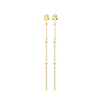 9K Yellow Gold Cubic Zirconia Chain Drop Earrings
