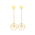 9ct Yellow Gold Snowflake Drop Earrings