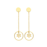 9ct Yellow Gold Snowflake Drop Earrings