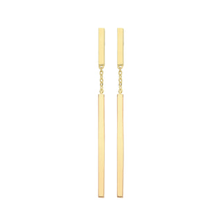9ct Yellow Gold Bar Drop Earrings