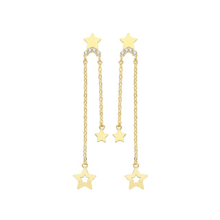 9ct Yellow Gold CZ Star Drop Earrings
