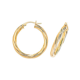 9K Yellow Gold 20mm Twist Hoop Earrings