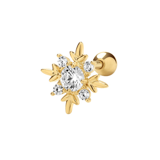 9ct Yellow Gold CZ Compass Cartilage Stud 6mm Post