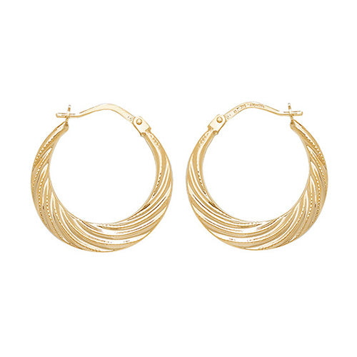9K Yellow Gold Twist Creole Hoop Earrings