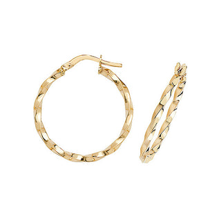 9ct Yellow Gold Twist Creole Hoop Earrings