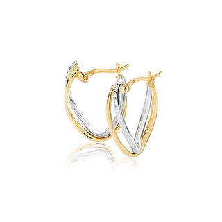 9ct 2 Coloured Gold Diamond Cut Hoop Earrings