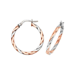 9K 2 Colour Gold 20mm Flat Twist Hoop Earrings