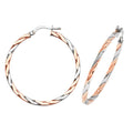 9K 2 Colour Gold 30mm Flat Twist Hoop Earrings