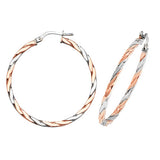 9K 2 Colour Gold 30mm Flat Twist Hoop Earrings