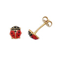 9ct Yellow Gold Enamel Laybird Stud Earrings