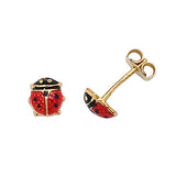 9ct Yellow Gold Enamel Laybird Stud Earrings