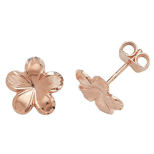 9ct Rose Gold Flower Stud Earrings