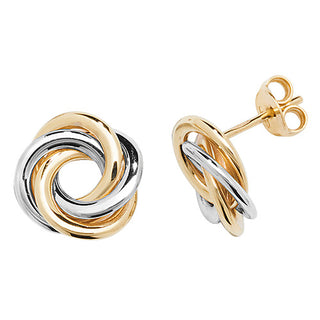 9ct 2-Coloured Gold Interlocking Stud Earrings