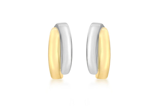 9K 2 Coloured Gold Overlap Stud Earrings