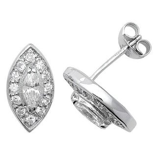 Sterling Silver CZ Set Stud Earrings