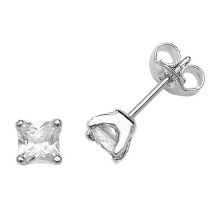 Sterling Silver CZ Set Stud Earrings