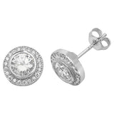 Sterling Silver CZ Set Stud Earrings