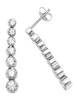 Sterling Silver CZ Set Drop Earrings