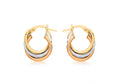 9K 3 Colour Gold Twist Hoop Creole Earrings