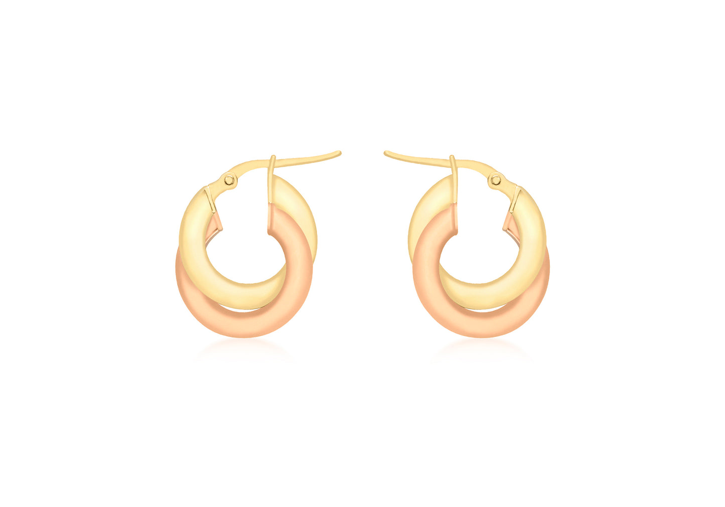 9K 2 Colour Gold Double Hoop Earrings