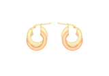 9K 2 Colour Gold Double Hoop Earrings