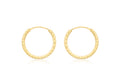9K Yellow Gold 13mm Diamond Cut Hoop Earrings