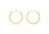 9K Yellow Gold 13mm Diamond Cut Hoop Earrings