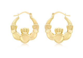 9ct Yellow Gold Claddagh Earrings