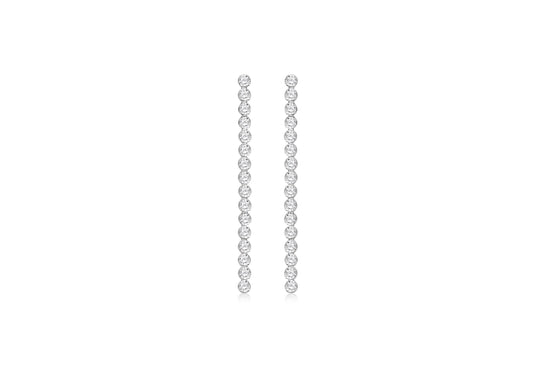 Sterling Silver White Cubic Zirconia Drops Earrings
