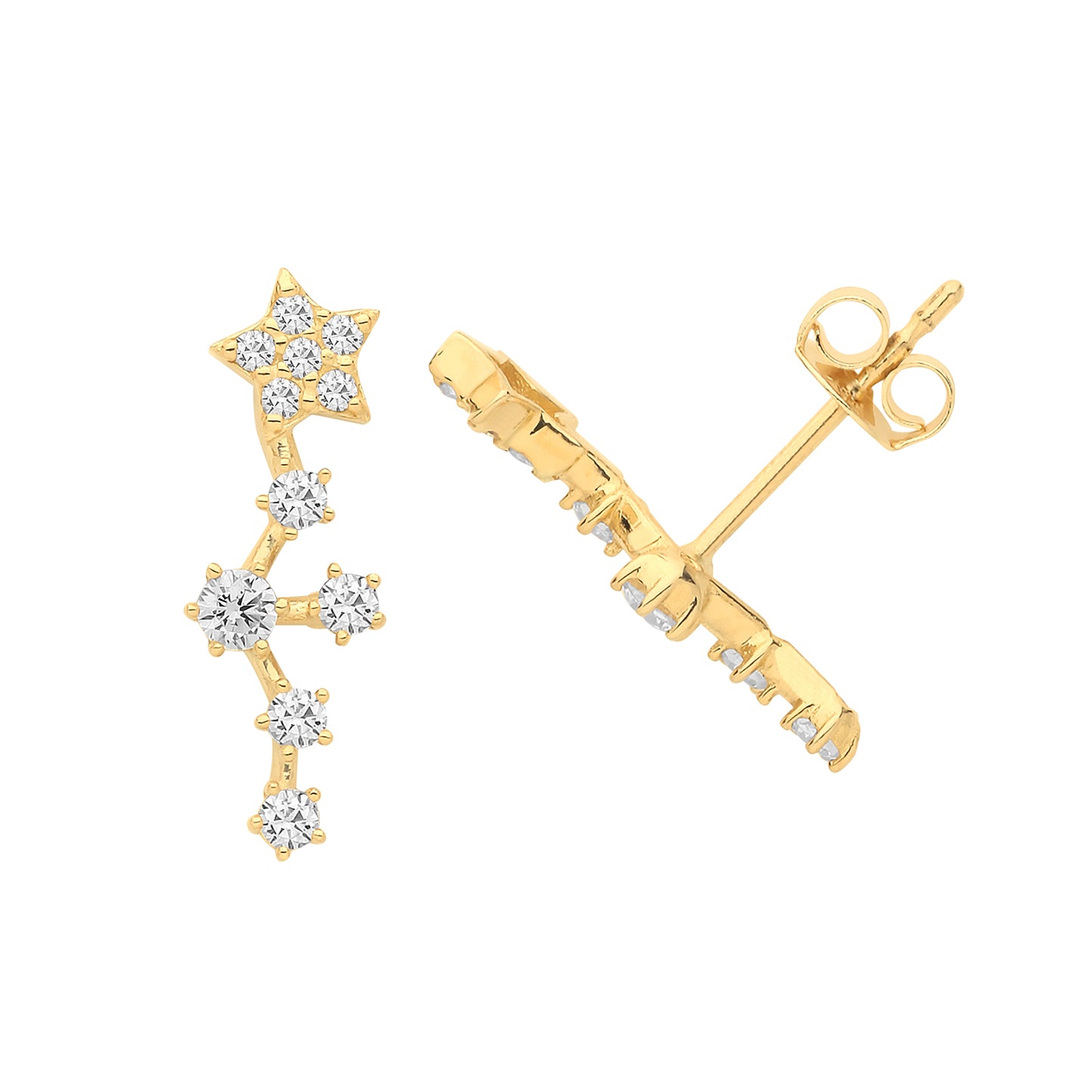9ct Yellow Gold CZ Constellation Stud Earrings
