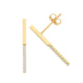 9ct Yellow Gold CZ Bar Stud Earrings