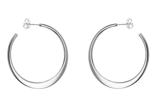 Silver Creole Diamond Cut Hoop Earrings