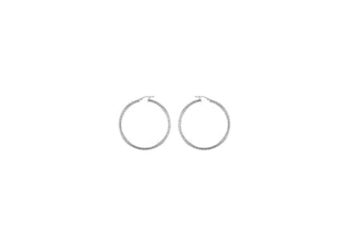 Silver Twist Style Diamond Cut Hoop Earrings