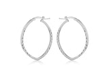 Silver Diamond Cut Patterned Hoop Earrings