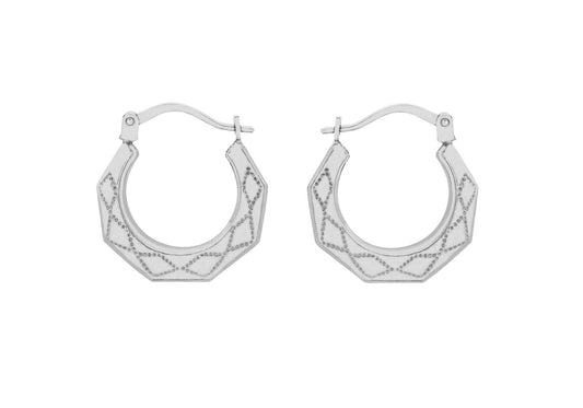 Sterling Silver Mini Octagon Hoop Earrings