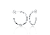 Sterling Silver Diamond Cut Half Hoop Earrings