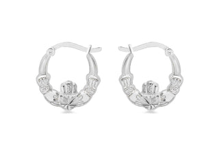 Silver Claddagh Creole Earrings