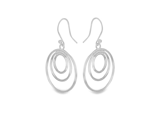 Sterling Silver Three Circle Drop Earrings